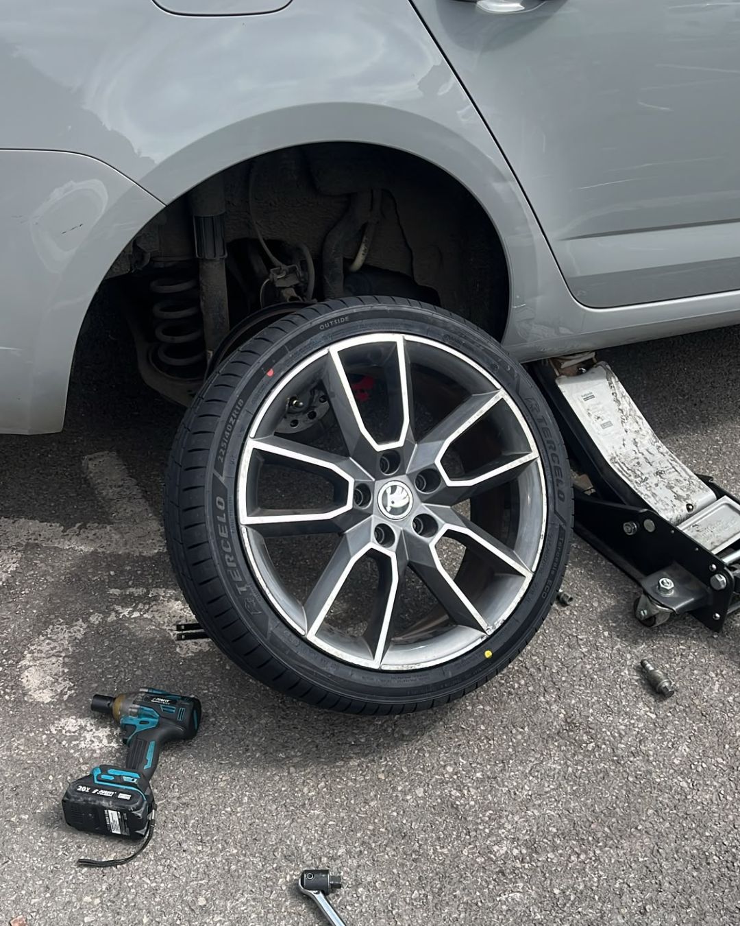 Completed mobile tyre fitting job, Manchester