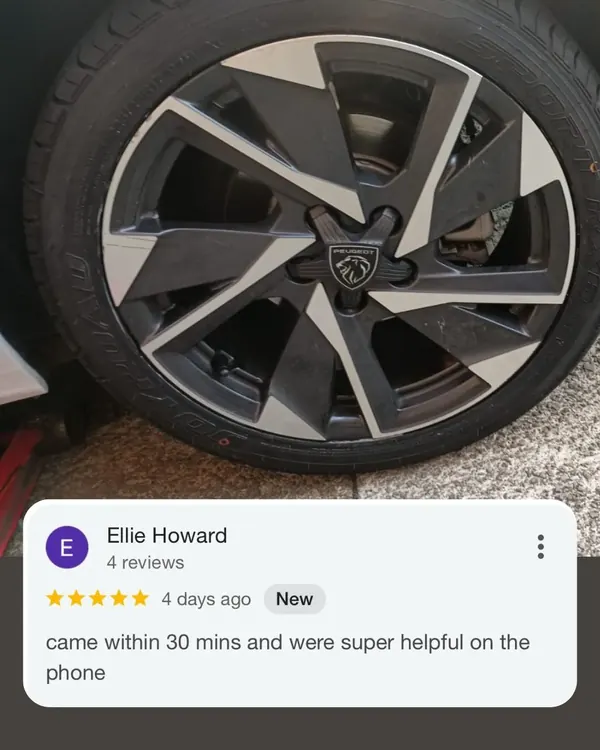 Peugeot wheel after a new tyre, with the customer review