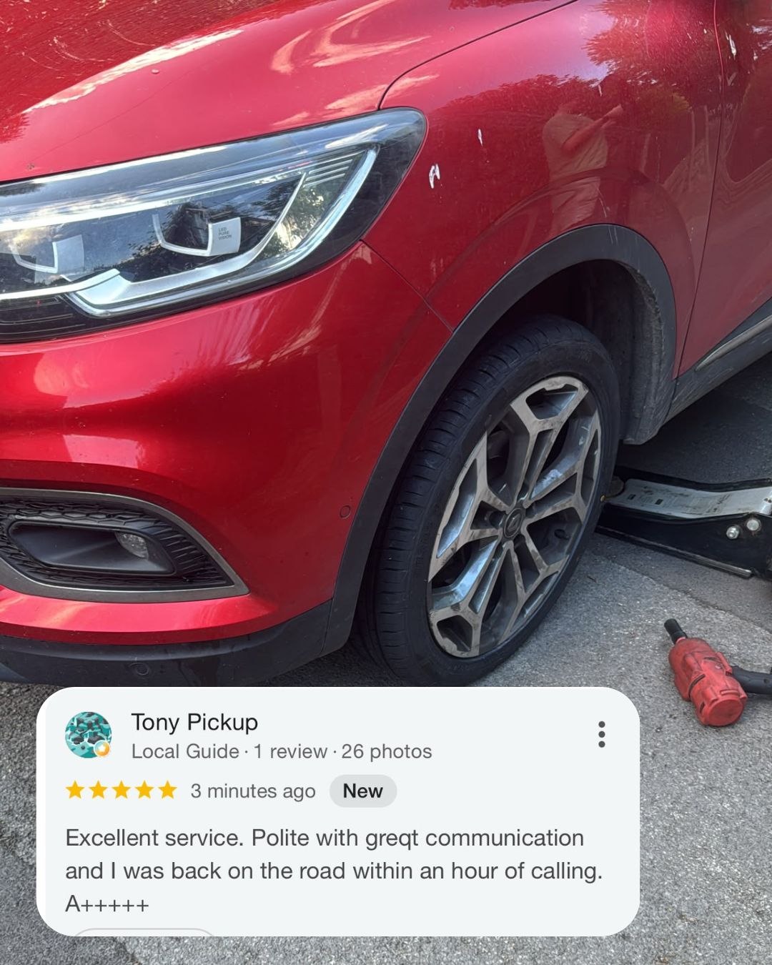 Completed mobile tyre fitting job, Timperley